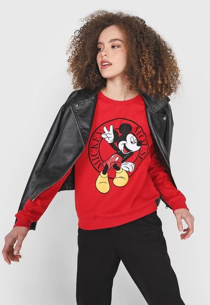 Blusa de Moletom Flanelada Fechada Cativa Disney Mickey Vermelho - Marca Cativa Disney