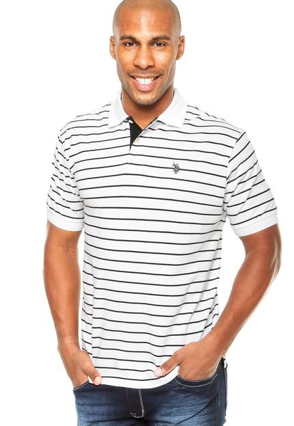 Camisa Polo U.S. Polo Listras Finas Branca - Marca U.S. Polo