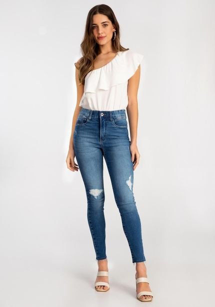Calça Jeans Skinny Chapa Barriga Modeladora - Marca Lunender