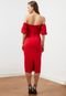 Vestido Trendyol Collection Midi Ombro a Ombro Vermelho - Marca Trendyol Collection