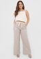Calça Linho Calvin Klein Pantalona Listrada Bege/Off-White - Marca Calvin Klein