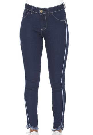 Calça Jeans GRIFLE COMPANY Skinny Listras Azul-marinho