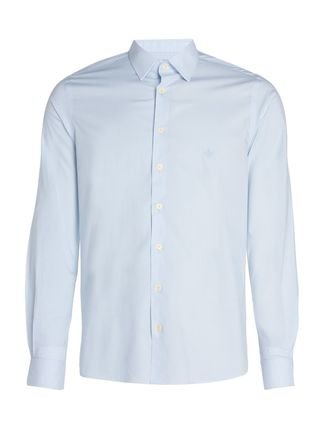 Camisa Dudalina Masculina Slim Tricoline Lisa Stretch Azul Claro