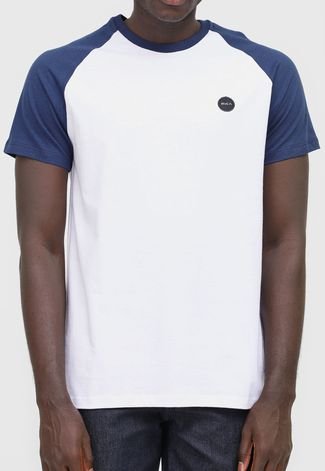 Camiseta RVCA Test Scan Branca/Azul-Marinho