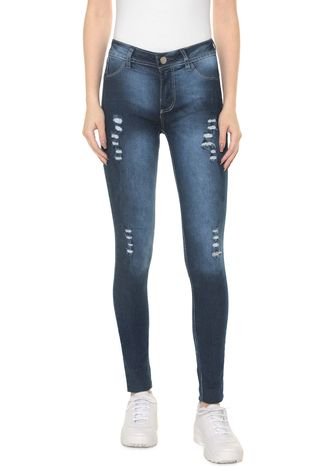 Calça Jeans GRIFLE COMPANY Skinny Destroyed Azul-Marinho