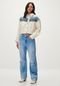 Jaqueta Sarja Cropped com Recorte Jeans - Marca Lez a Lez