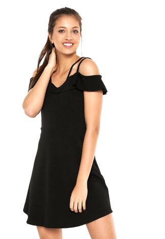 Vestido ombro hot sale vazado preto