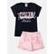 Conjunto Infantil Feminino Tropical Girl Preto 7001 - Laluna - Marca Laluna