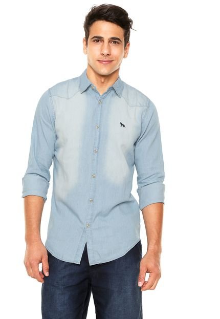Camisa Jeans Acostamento Bordao Azul - Marca Acostamento