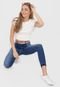 Calça Cropped Jeans Biotipo Skinny Estonada Azul - Marca Biotipo