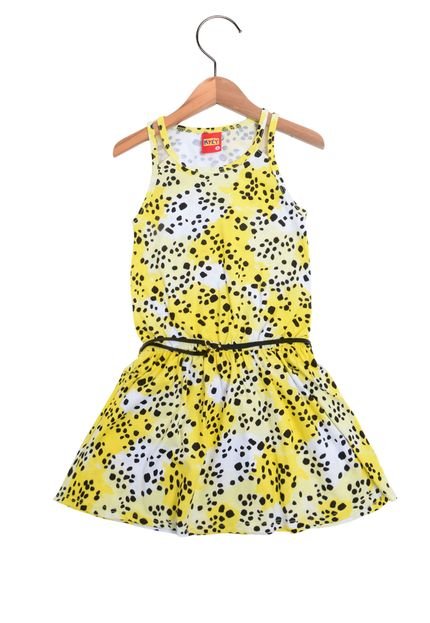 Vestido Kyly Curto Infantil Animal Print Amarelo - Marca Kyly