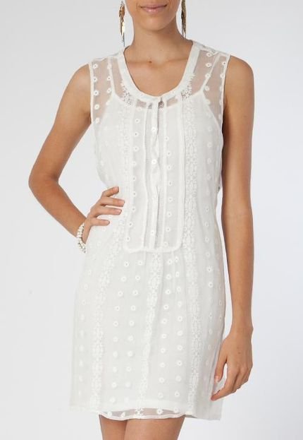 Vestido Seda Ellus Embroidery Off-white - Marca Ellus
