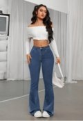 Calça Jeans Flare Feminina Lavagem Escura Cintura Alta e Modelagem Perfeita - Marca TEX JEANS