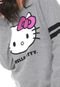 Moletom Flanelado Fechado Cativa Hello Kitty Estampada Cinza - Marca Cativa Hello Kitty
