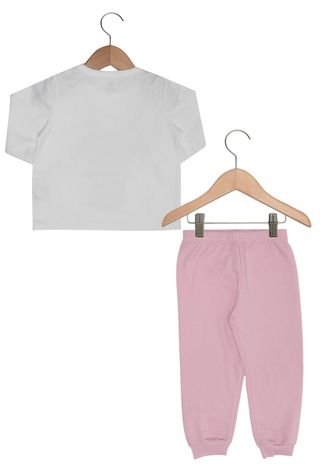 Pijama Brandili Longo Menina Branco/Rosa