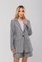 Conjunto Feminino Alfaiataria Blazer e Bermuda Listrado  Salvatore Grafite - Marca Salvatore Fashion