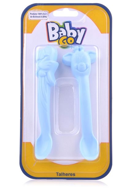 Talheres Arara e Girafa 3D Azul Claro Baby Go. - Marca BabyGo
