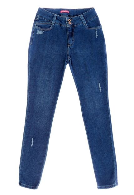 Calça Jeans Juvenil Menina Skinny Moletom Azul Azul - Marca Crawling