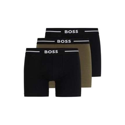 Conjunto Com 3 Cuecas Boxer Com Logos Na Cintura - Marca BOSS