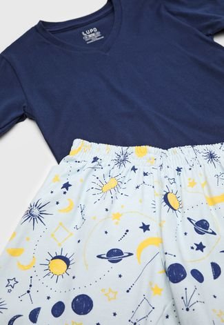 Pijama Infantil Lupo Curto Full Print Azul