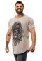 Camiseta Longline Masculina MXD Conceito para Academia e Casual Caveira Do Deserto Mescla Cinza Meia Malha - Marca Alto Conceito