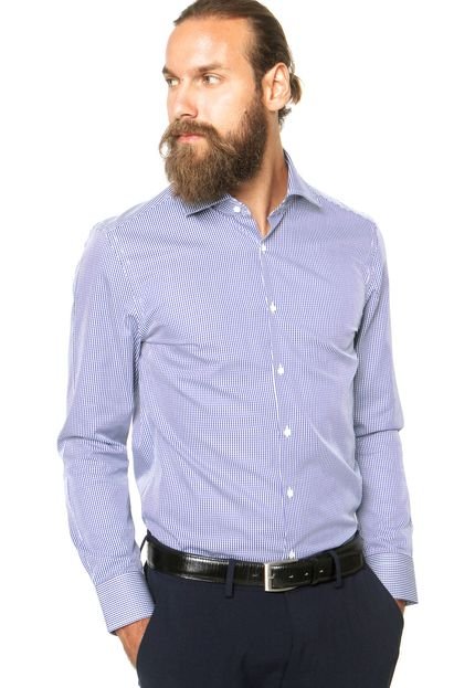 Camisa DAFITI EDGE Fio 80 Xadrez Vichy Azul - Marca DAFITI EDGE