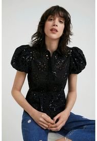 Blusa Desigual Embroidery Shirt Negro - Calce Regular