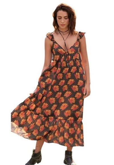 Vestido Largo Para Mujer Estampado Fondo Negro Rutta Compra Ahora Dafiti Colombia