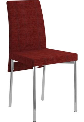 Kit 2 Cadeiras 306 Tecido Floral Móveis Carraro Vermelho