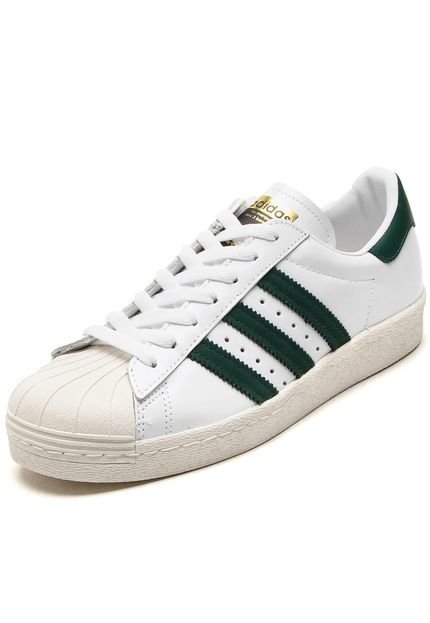 Tênis Couro adidas Originals Superstar 80's Branco/Verde - Marca adidas Originals