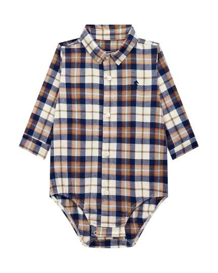 Body Camisa Flanela Xadrez Bebê Masculino Onda Marinha - Marca Onda Marinha