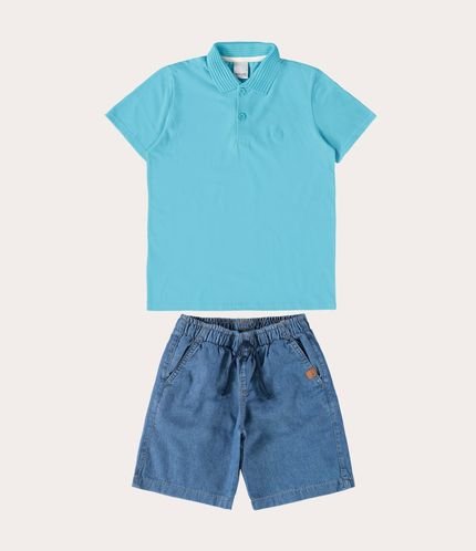 Conjunto Infantil Menino Camiseta e Bermuda Em Jeans Malwee Kids - Marca Malwee Kids