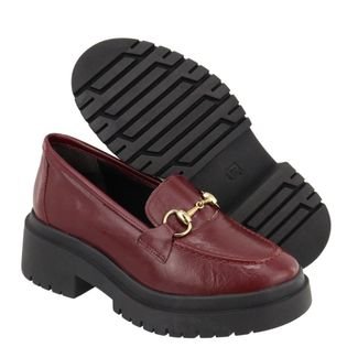 Mocassim Tratorado Feminino Couro Vermelho Cereja Tellini Store