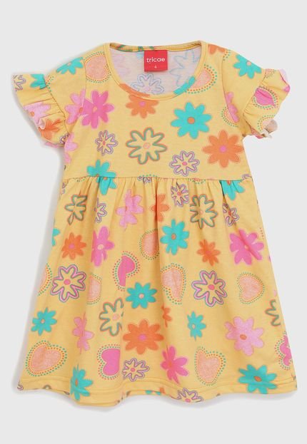Vestido Tricae Infantil Floral Amarela - Marca Tricae