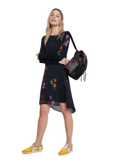 Vestido best sale azul desigual