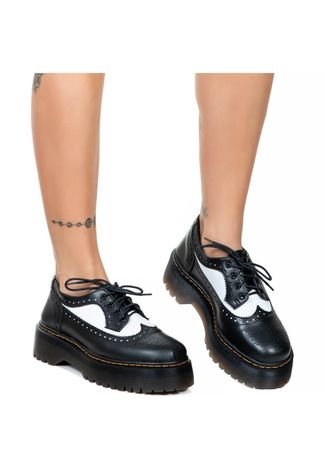 Sapato Oxford Estilo Veggie Greta Preto Branco