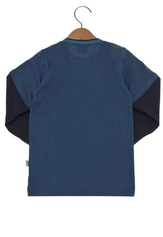 Camiseta Rovitex Manga Longa Gel Infantil Azul-marinho