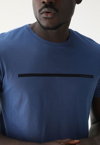 Camiseta Calvin Klein Jeans Reta Logo Azul