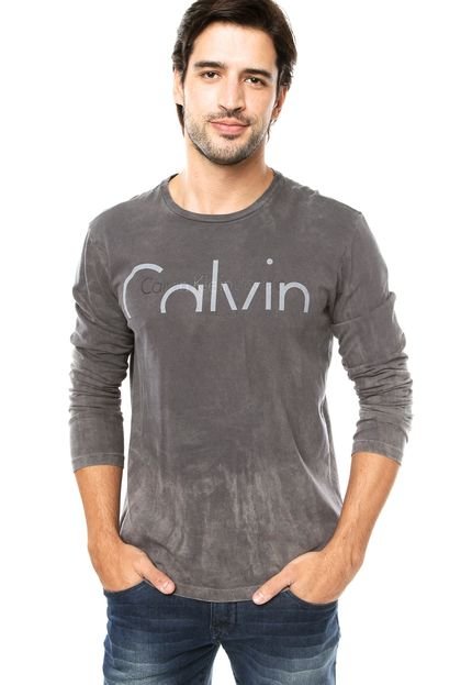 Camiseta Calvin Klein Jeans Institucional Desbotado Cinza - Marca Calvin Klein Jeans