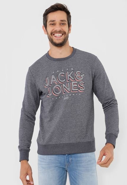 Blusa de Moletom Fechada Jack & Jones Logo Cinza - Marca Jack & Jones