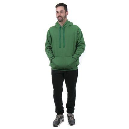 Conjunto Moletom Masculino Calça Preta e Blusa de Moletom Frio cor Verde - Marca Ipê Mulato