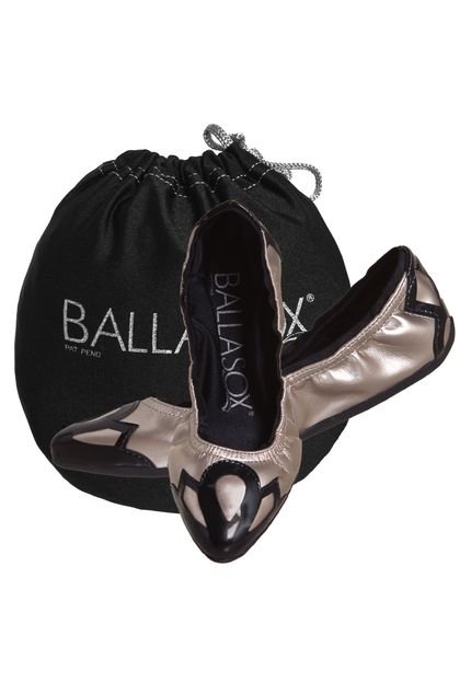 Sapatilha Ballasox Carmel Biqueira Vazada Dourada - Marca Ballasox