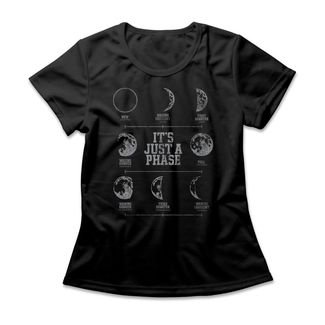 Camiseta Feminina Fases Da Lua - Preto