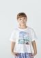 Camiseta Infantil Menina Curta Em Algodão - Off White - Marca Hering