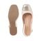 Scarpin Sapato Slingback Feminino Salto Grosso Bico Quadrado Off White e Dourado - Marca Stessy Shoes