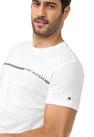 Camiseta Tommy Hilfiger Listrada Branca - Compre Agora