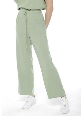 Calça de Linho Pantalona Sob Verde