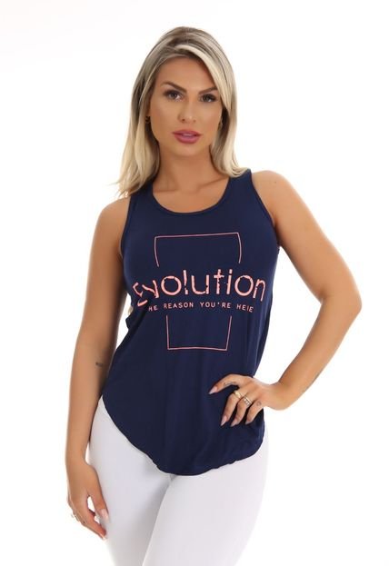 Camiseta Fitness Feminina Academia Azul Evolution - Marca Sallada Mista