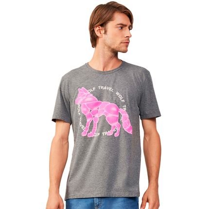 Camiseta Acostamento Travel Wolf IN23 Grafite Masculino - Marca Acostamento