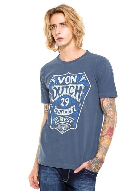 Camiseta Von Dutch  Estampada Azul - Marca Von Dutch 